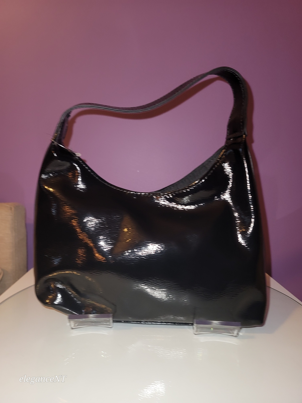 Old Navy Black Patent Mini Hobo Bag NWT - Picture 2 of 9